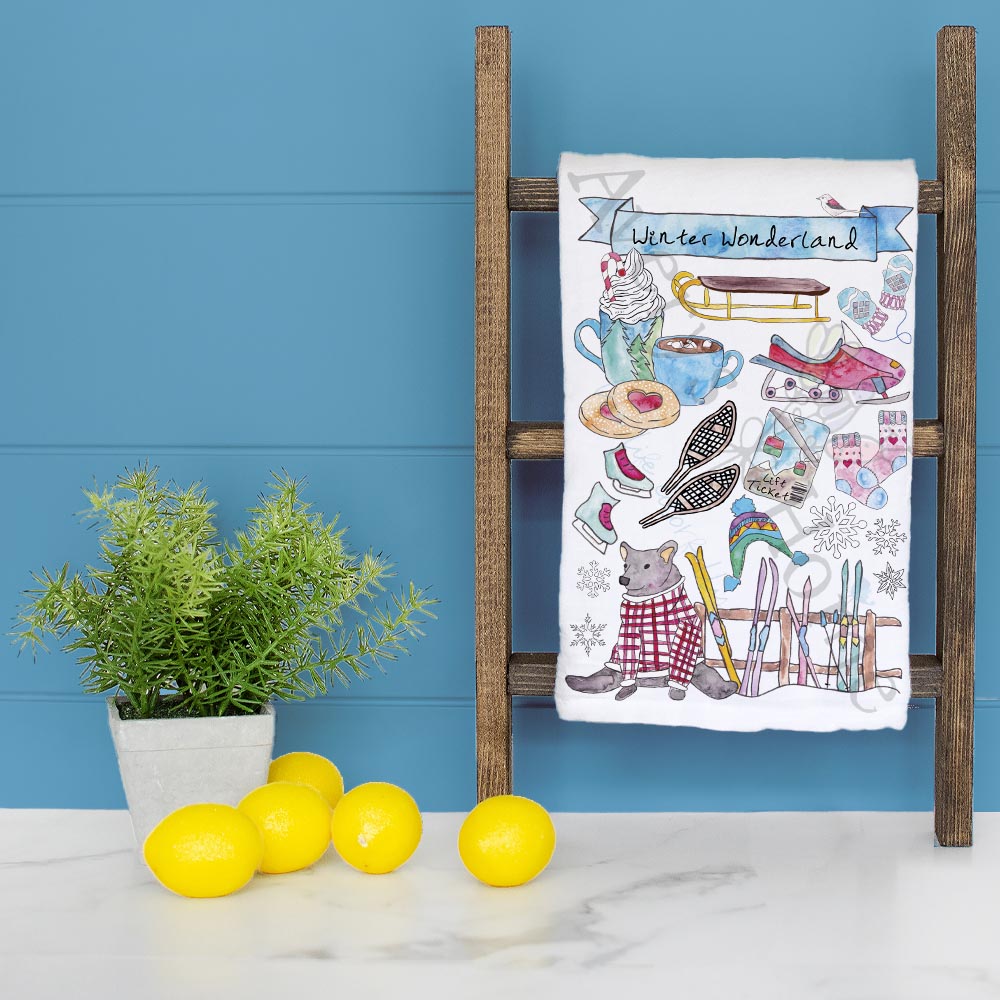 Winter Sports Tea Towel – Snow Day Shenanigans