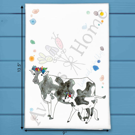 Cow & Baby Tea Towel – Gentle Farm Love