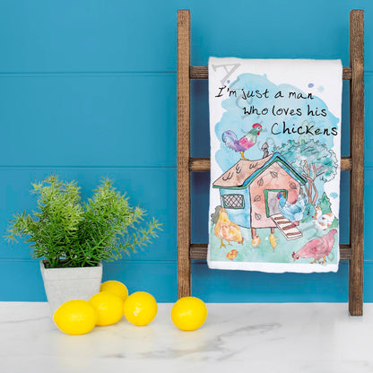 Just a Man Who Loves His Chickens Tea Towel – Hen Hustler