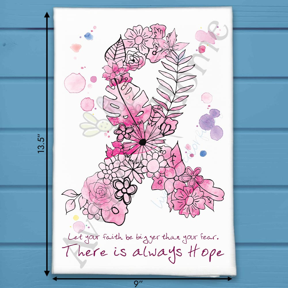 Breast Cancer Tea Towel – Courage, Strength & Support
