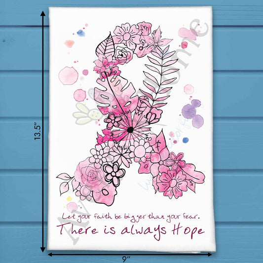 Breast Cancer Tea Towel – Courage, Strength & Support