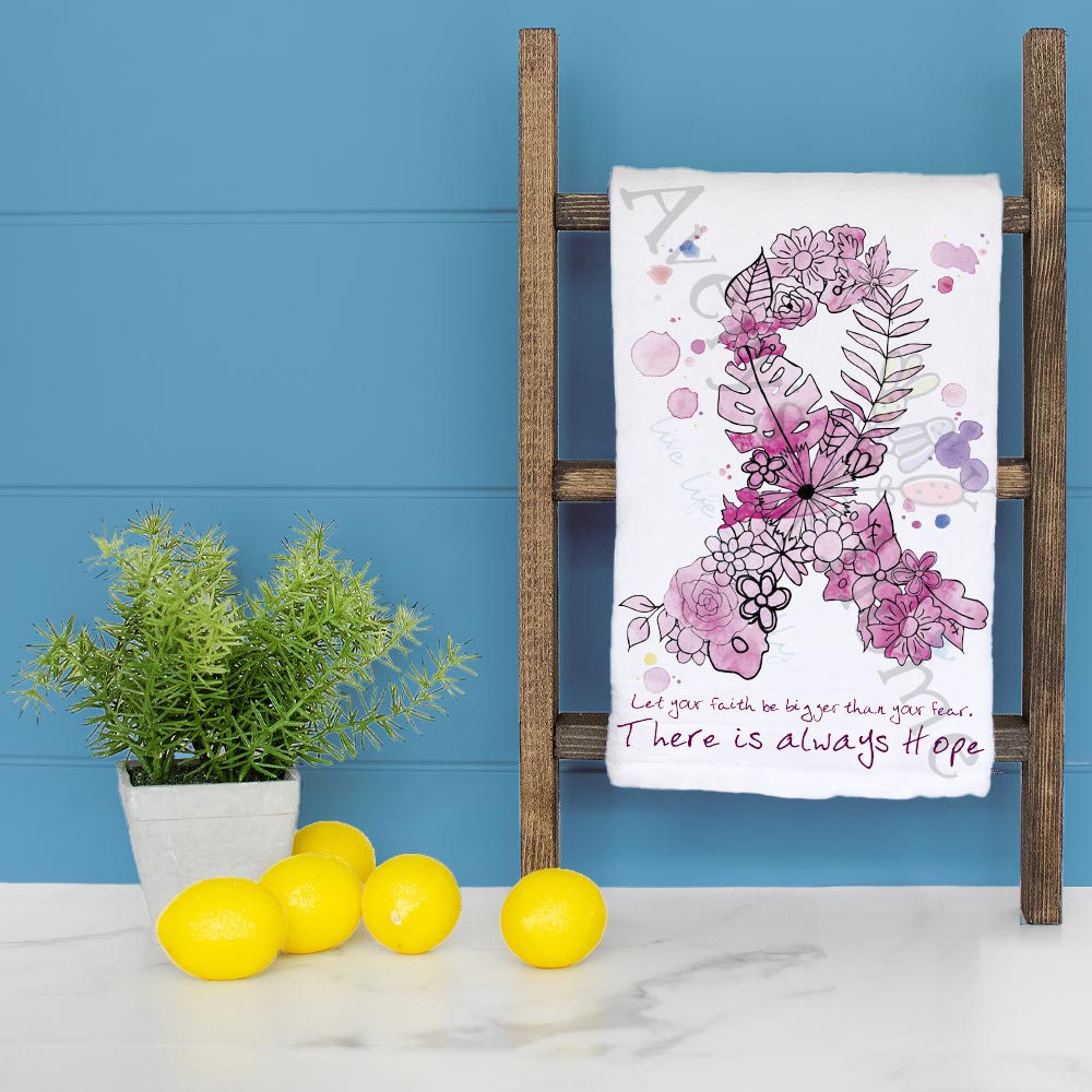 Breast Cancer Tea Towel – Courage, Strength & Support