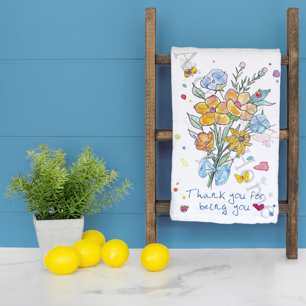 Thank You for Being You Tea Towel – Wildflower Heart