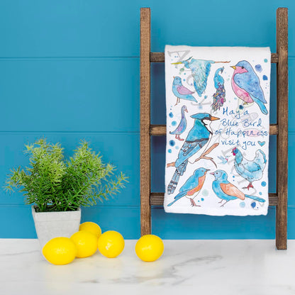 Blue Birds of Happiness Tea Towel – Peace, Joy & Sky