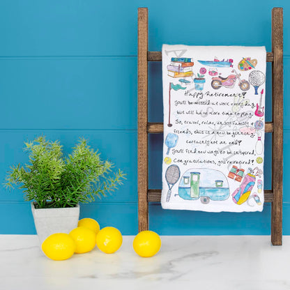 Happy Retirement Tea Towel – Time for Hammocks & Humor