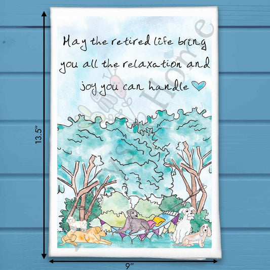 Dogs in a Hammock Tea Towel – Retired & Loving It