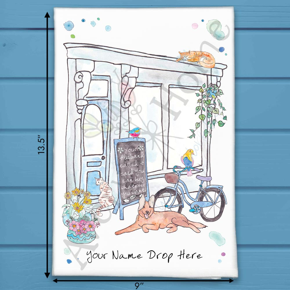 Customizable Store Front Tea Towel