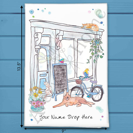 Customizable Store Front Tea Towel