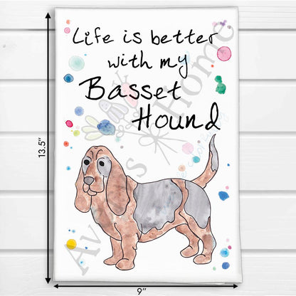 Basset Hound Kitchen Decor Tea Towel