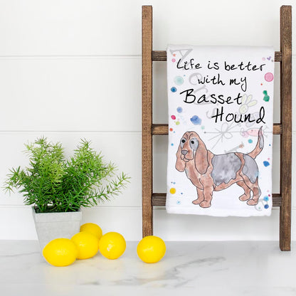 Basset Hound Kitchen Decor Tea Towel