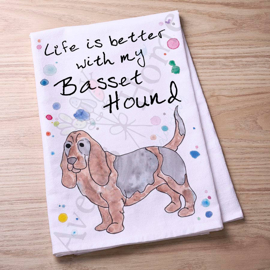 Basset Hound Kitchen Decor Tea Towel