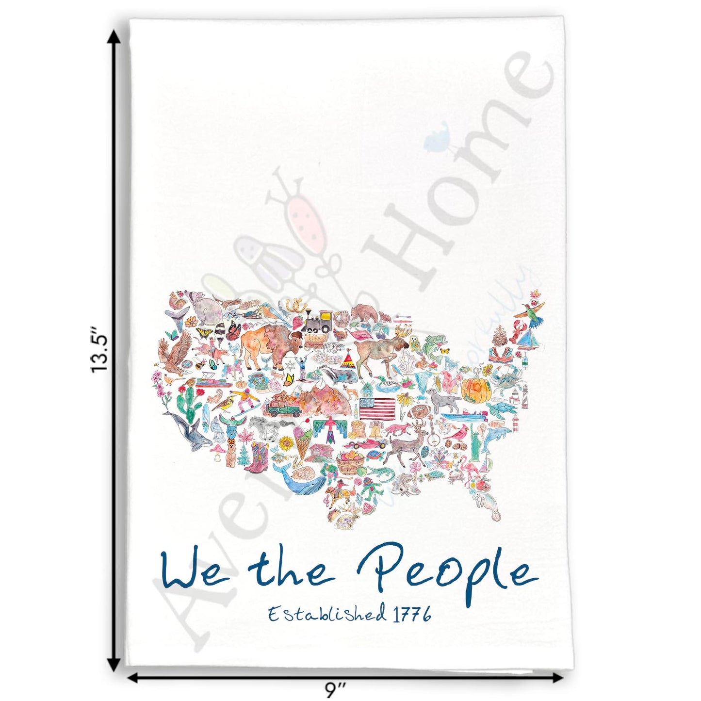 USA Icon Map We the People Kitchen Towel
