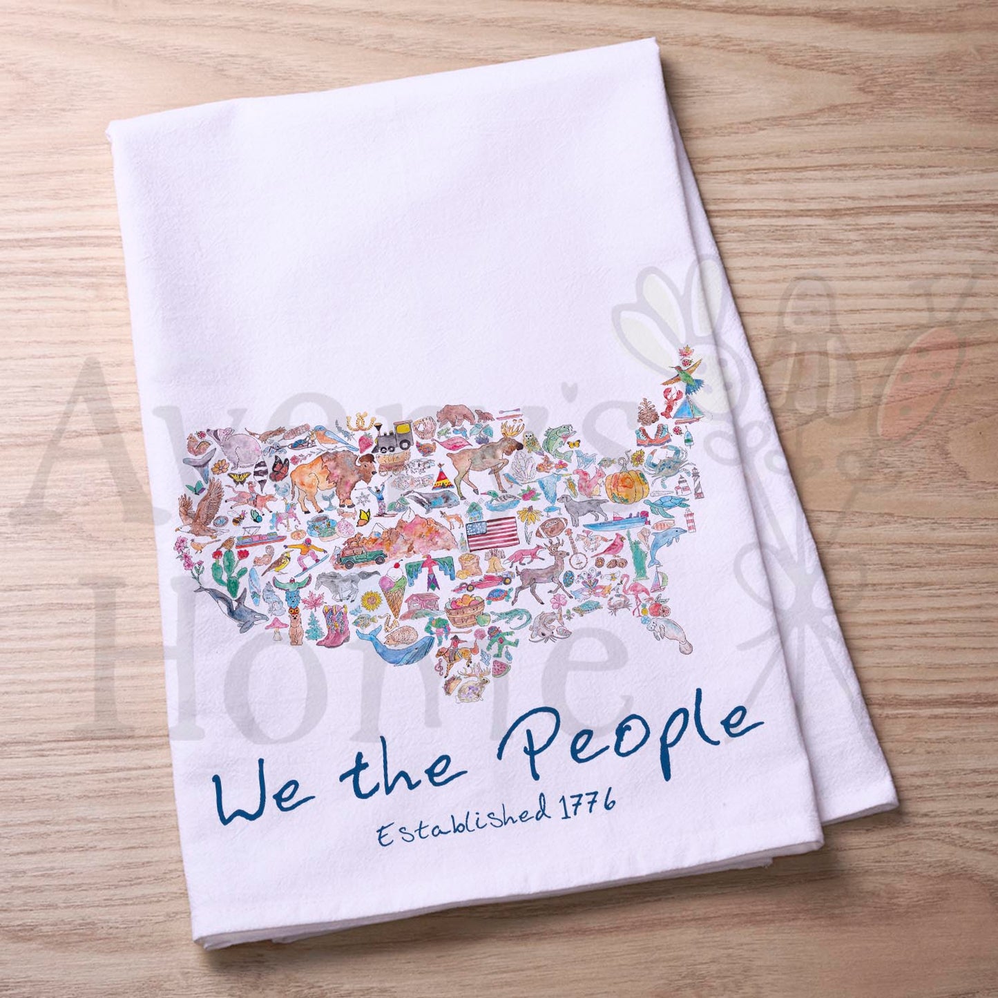 USA Icon Map We the People Kitchen Towel