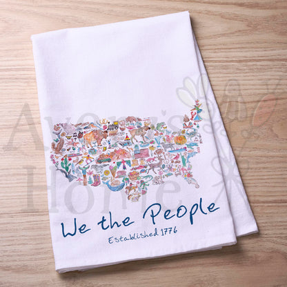 USA Icon Map We the People Kitchen Towel