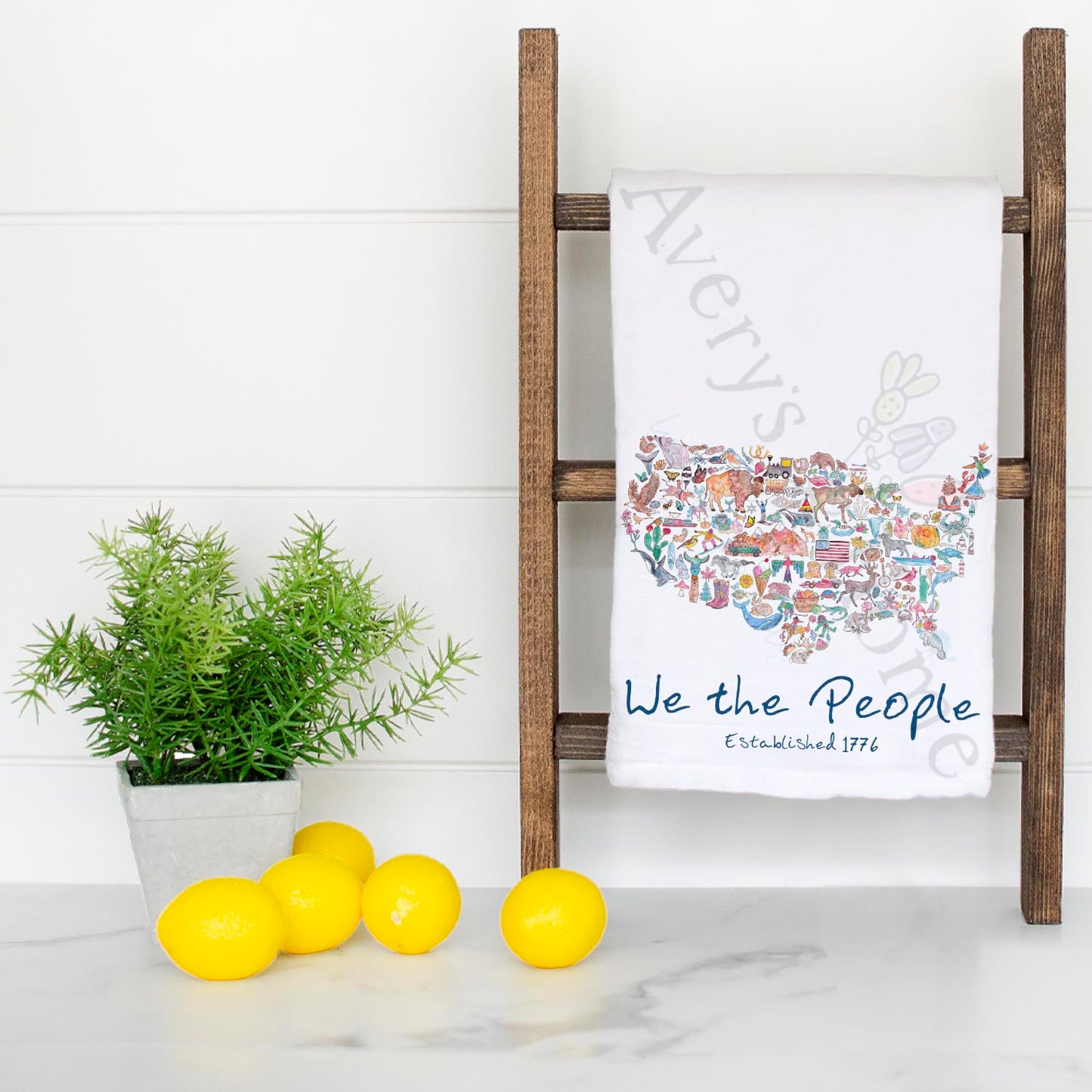USA Icon Map We the People Kitchen Towel