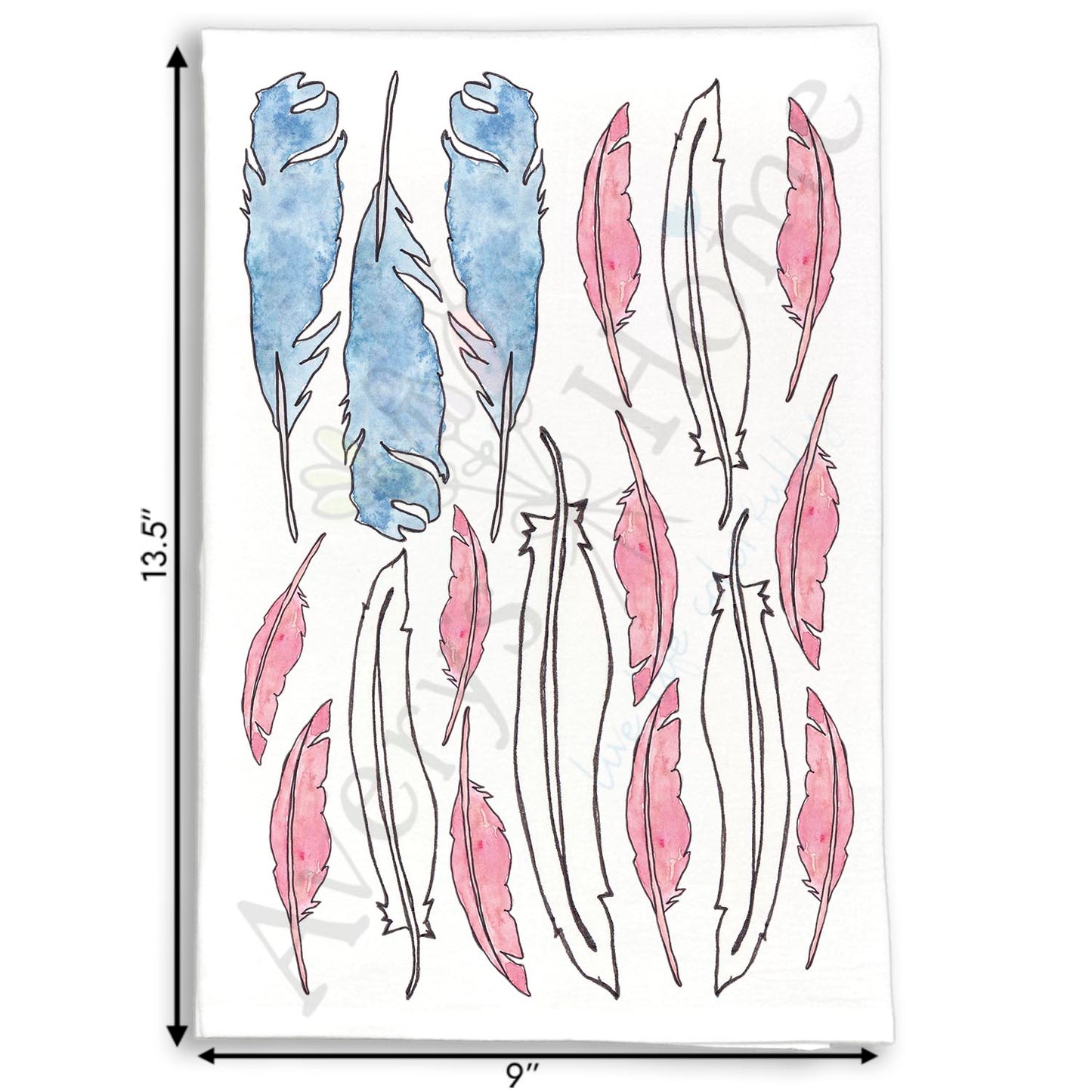 Bird Feathers American Flag Patriotic Tea Towel