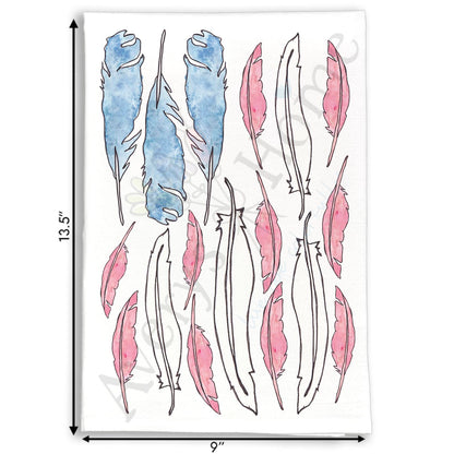 Bird Feathers American Flag Patriotic Tea Towel