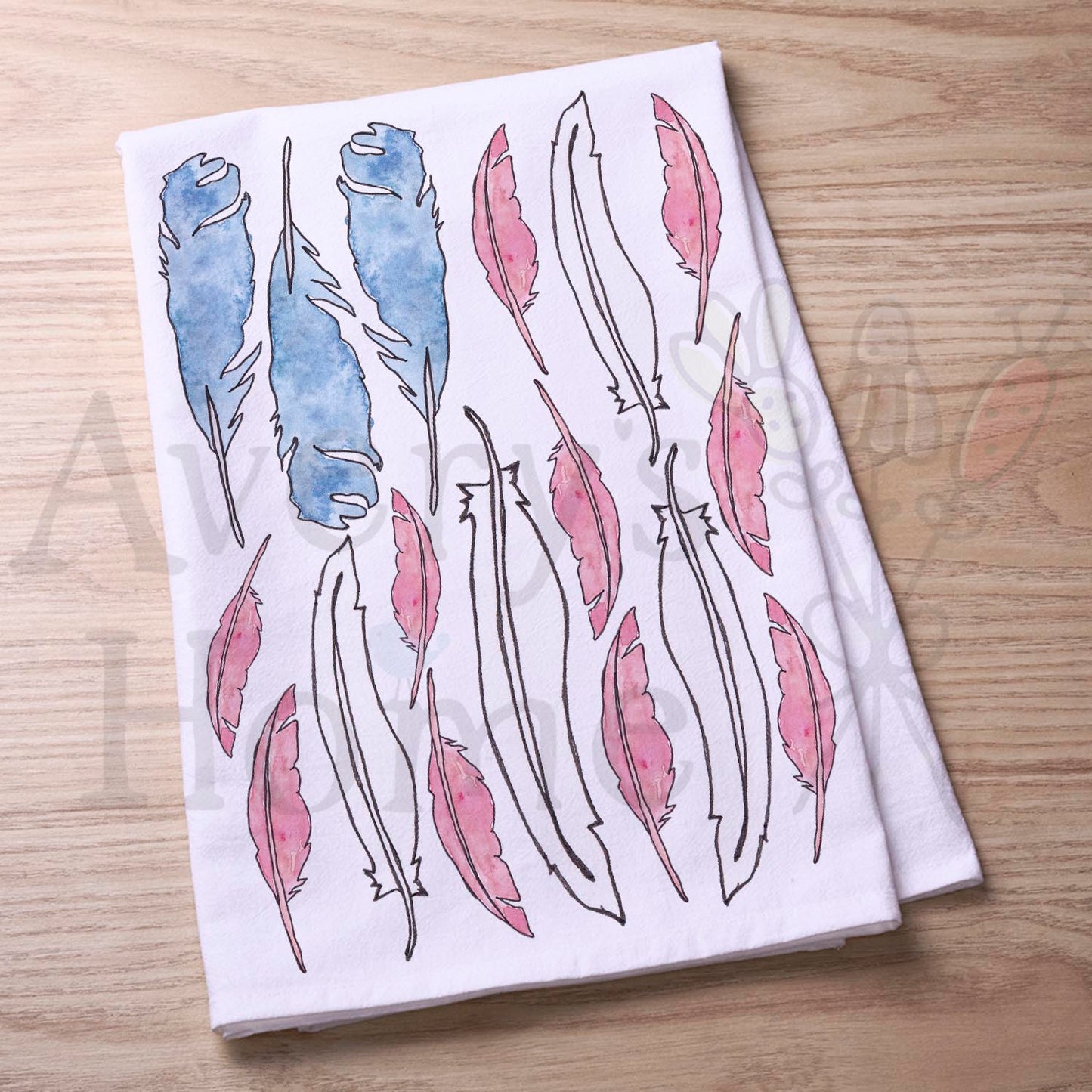 Bird Feathers American Flag Patriotic Tea Towel
