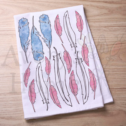 Bird Feathers American Flag Patriotic Tea Towel
