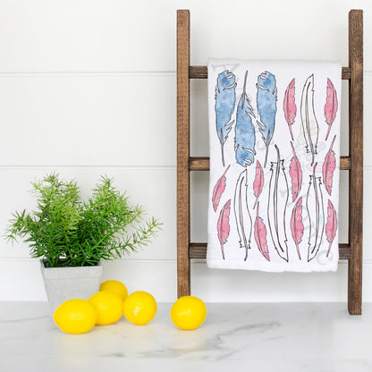 Bird Feathers American Flag Patriotic Tea Towel