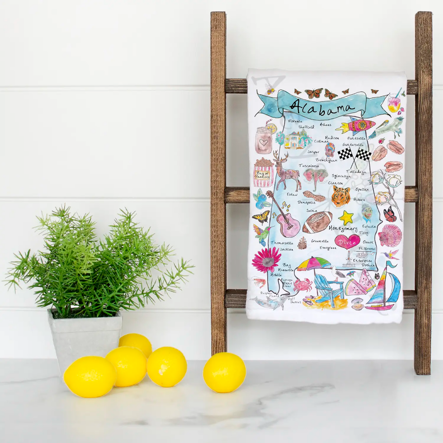 Alabama State Map Tea Towel – Yellowhammer Pride