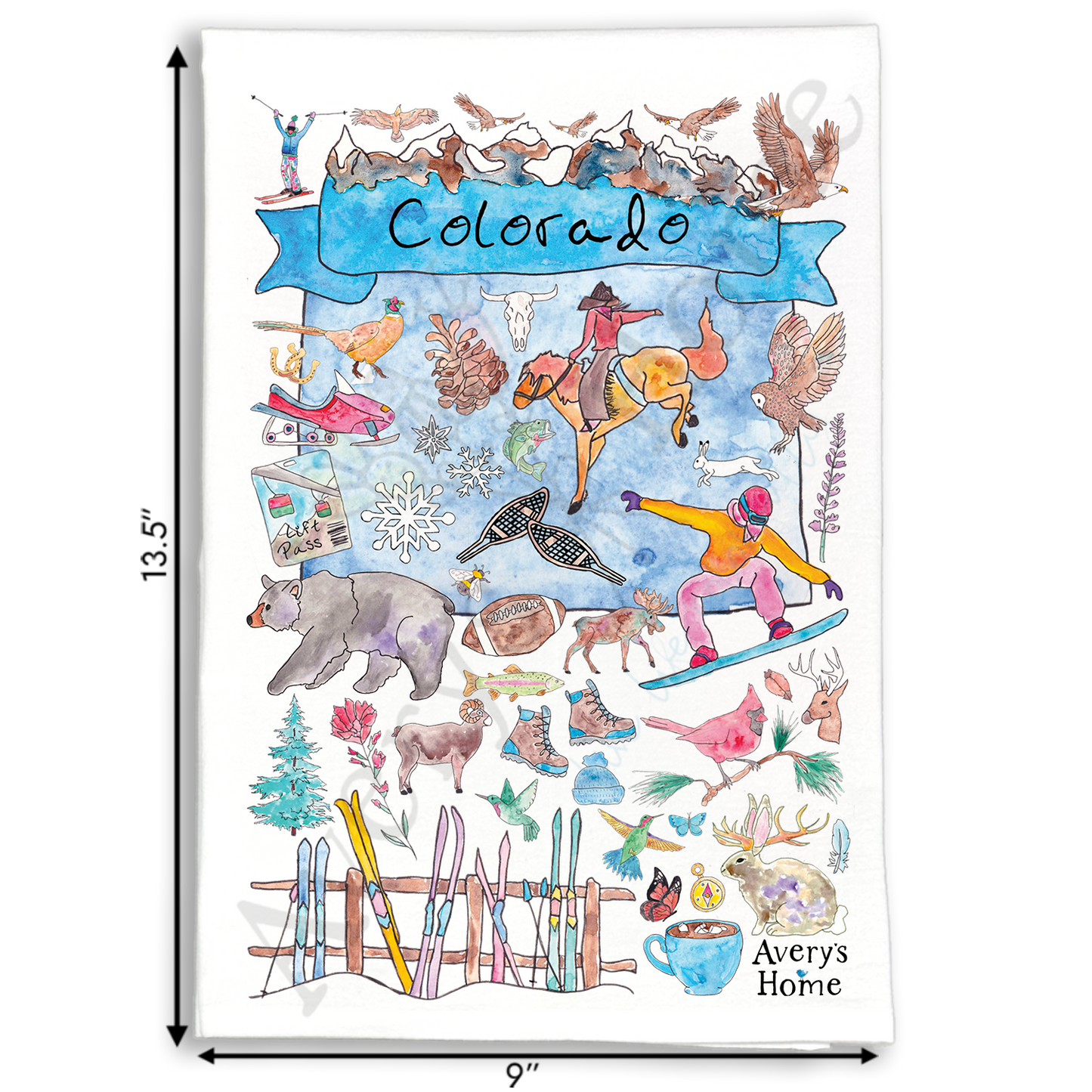 Colorado Map Namedrop Tea Towel (No Cities)