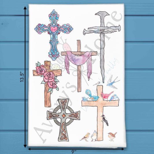 Christian Crosses Watercolor Kitchen Home Décor Tea Towel