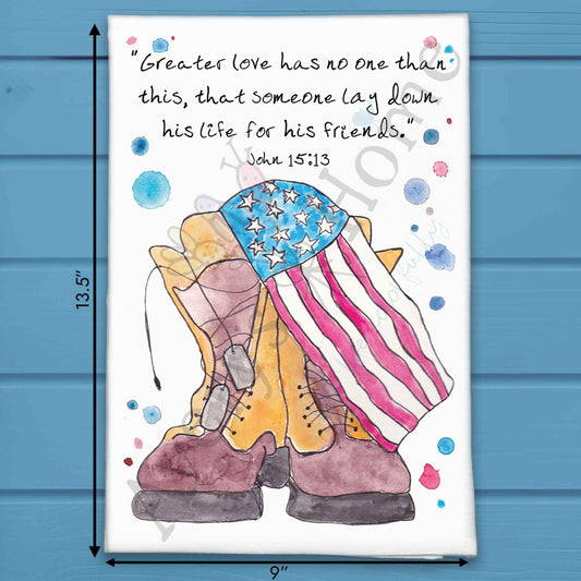 Combat Boots Bible Verse Kitchen Home Décor Tea Towel