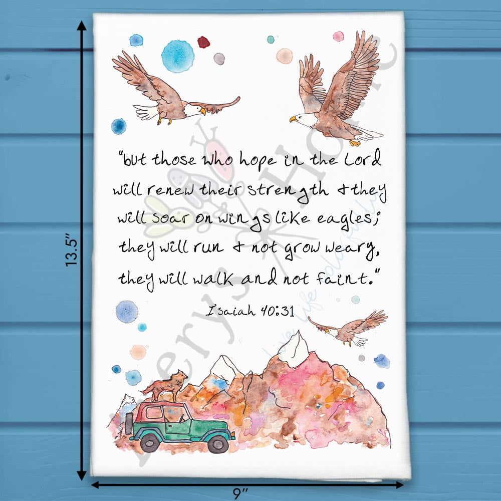 Soar on wings like Eagles Bible Kitchen Home Décor Tea Towel