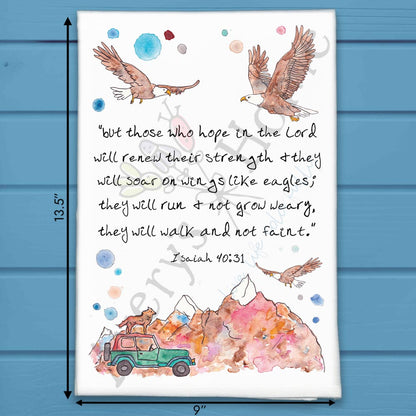 Soar on wings like Eagles Bible Kitchen Home Décor Tea Towel