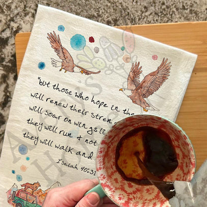 Soar on wings like Eagles Bible Kitchen Home Décor Tea Towel