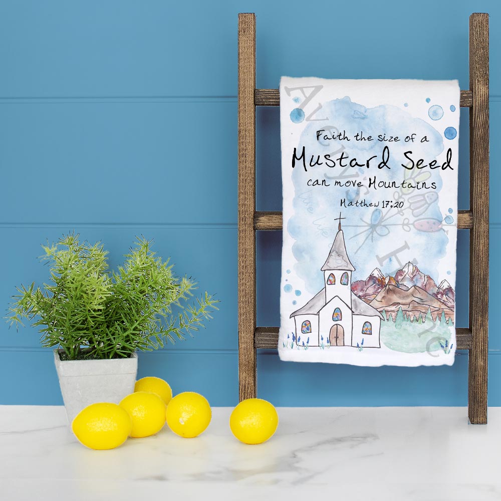 Faith…can move Mountains Bible Verse Kitchen Décor Tea Towel