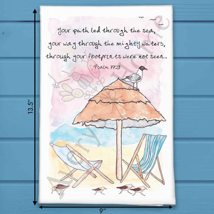 Footprints not seen Bible Verse Kitchen Home Décor Tea Towel