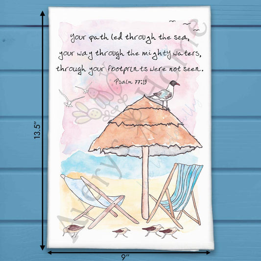 Footprints not seen Bible Verse Kitchen Home Décor Tea Towel