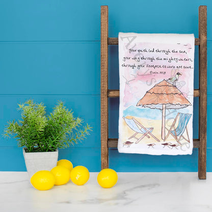 Footprints not seen Bible Verse Kitchen Home Décor Tea Towel
