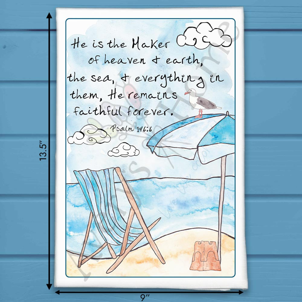 He is the Maker…remains faithful Bible Verse Décor Tea Towel