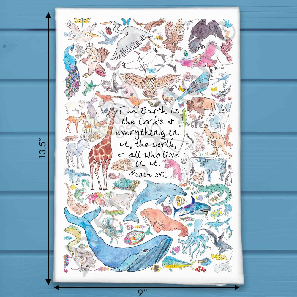 The Earth is the LORD'S Bible Verse Kitchen Décor Tea Towel