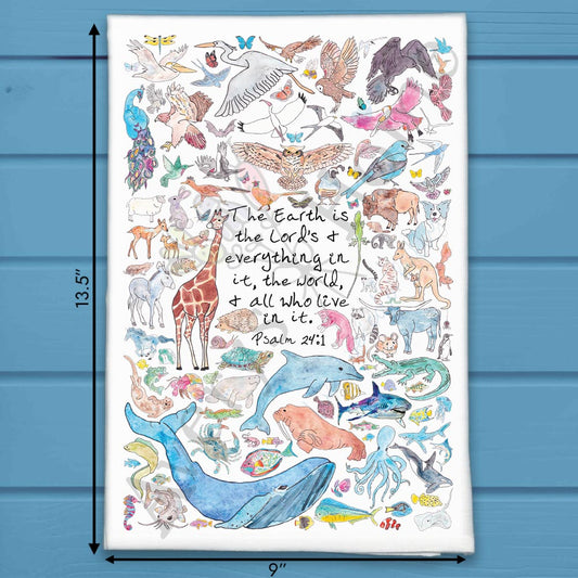 The Earth is the LORD'S Bible Verse Kitchen Décor Tea Towel