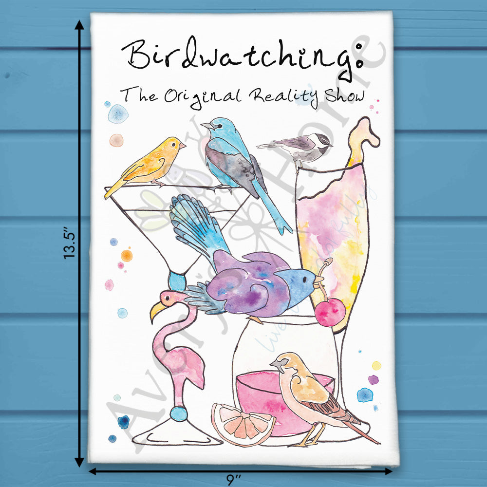 Birdwatching Original Reality TV Garden Kitchen Decor Tea Towel