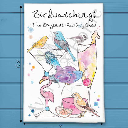 Birdwatching Original Reality TV Garden Kitchen Decor Tea Towel