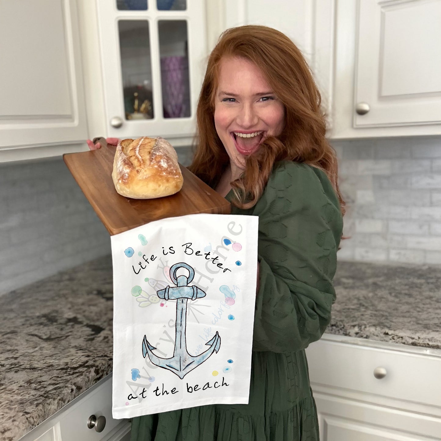 Life is Better at the Beach Anchor Tea Towel