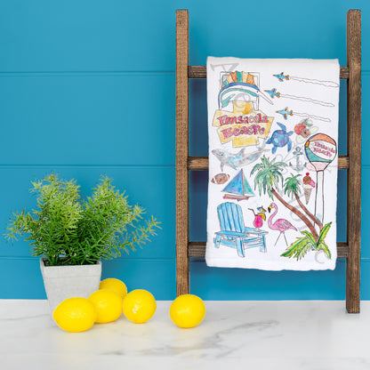 Pensacola Beach Icons Kitchen Tea Towel
