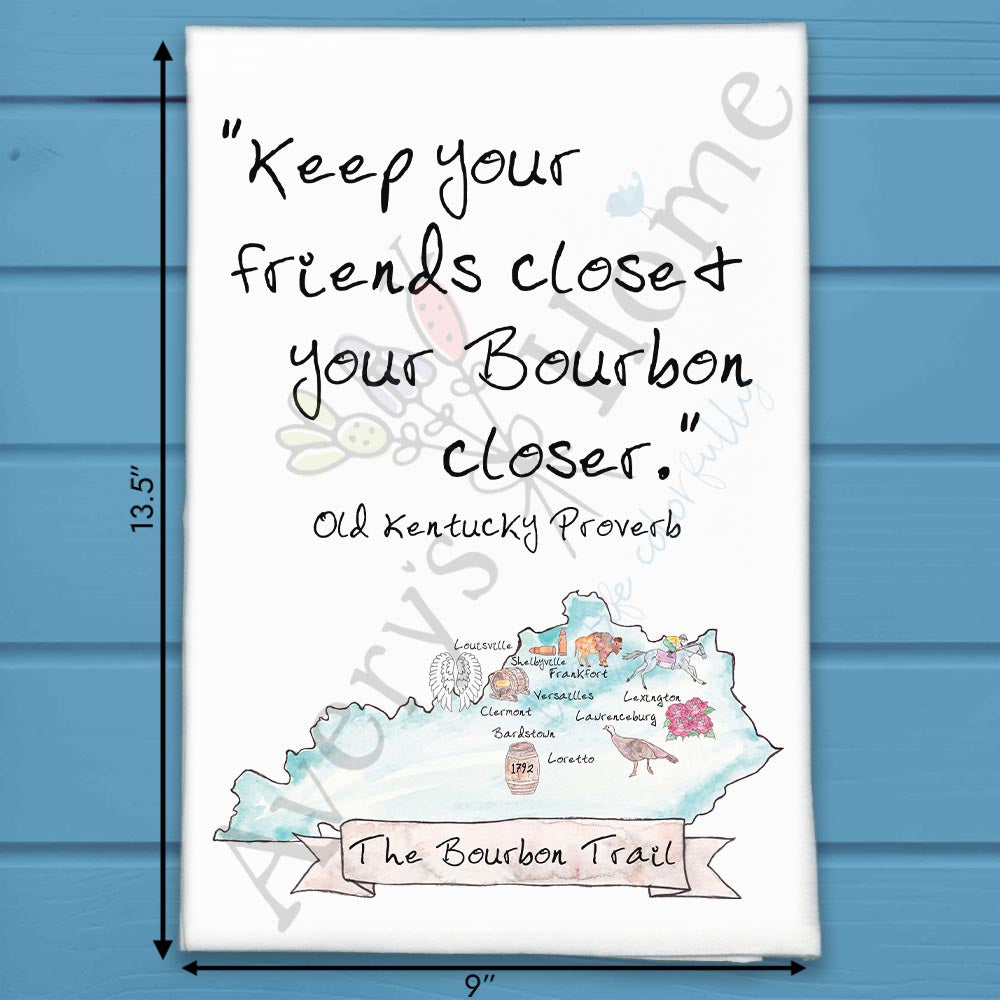 Kentucky Bourbon Trail Map Bar Kitchen Décor Tea Towel