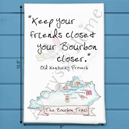 Kentucky Bourbon Trail Map Bar Kitchen Décor Tea Towel