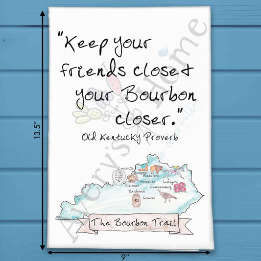Kentucky Bourbon Trail Map Bar Kitchen Décor Tea Towel