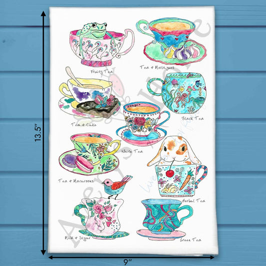 Tea Time Animal Tea Towel – Whimsical Café Decor
