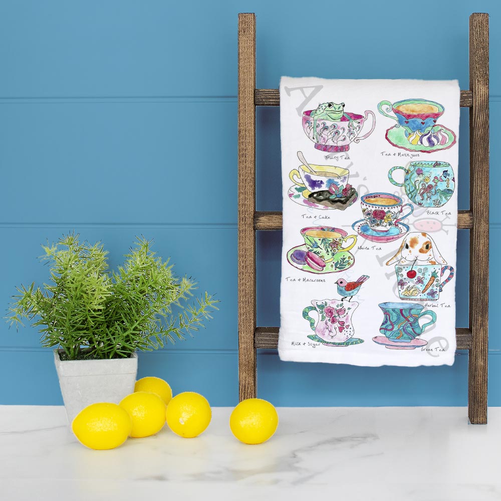 Tea Time Animal Tea Towel – Whimsical Café Decor
