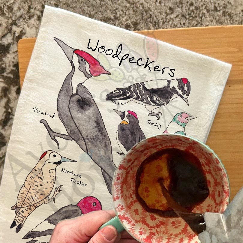 Woodpecker Species Garden Kitchen Décor Tea Towel