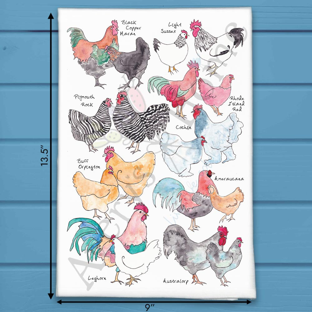 Chicken Breeds Homestead Kitchen Décor Tea Towel