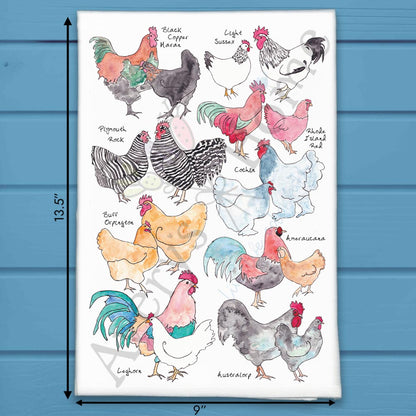 Chicken Breeds Homestead Kitchen Décor Tea Towel